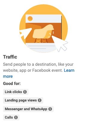 Facebook ads objectives, Traffic