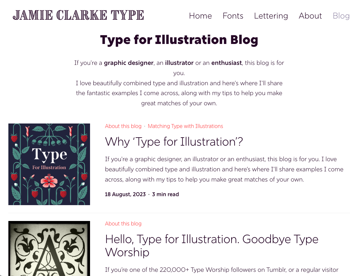 Jamie Clarke Type blog
